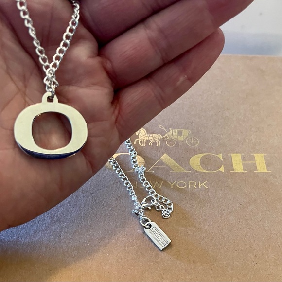 Coach Off White Enamel and Initial "O” Pendant .925 Sterling Silver Necklace - Picture 6 of 6